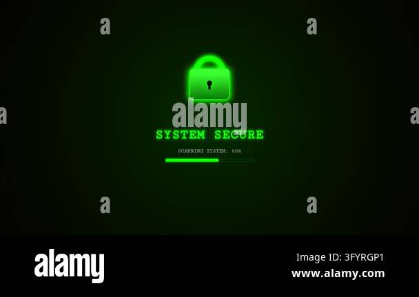 Digital animation depicting a security breach with a glowing red skull ...