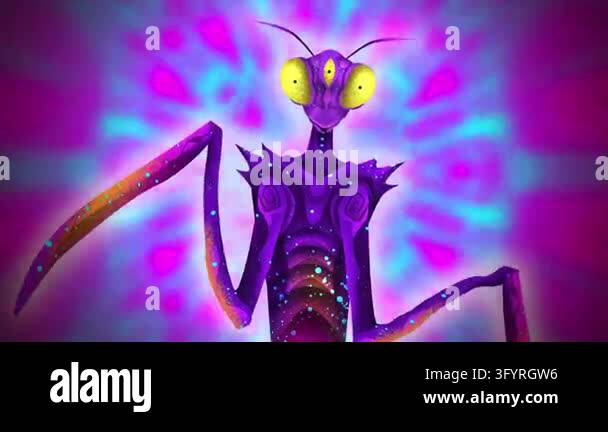 psychedelic hallucinatory vision of a mysterious mantis shaped entity ...