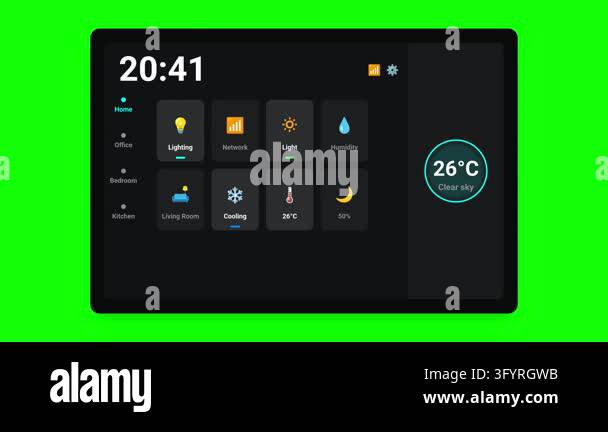 A modern smart home automation interface dashboard featuring ...