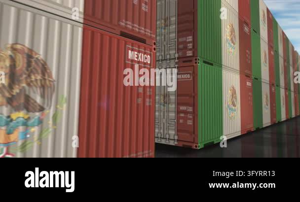 Export Inport Picks Mexico export production and import cargo containers in row seamless ...