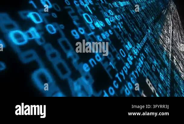 Finland flag 3d code. Finnish banner cyber security attack and hack ...