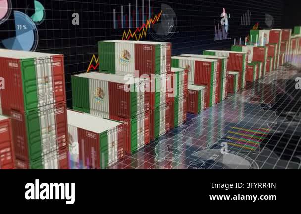 Export Inport Picks Mexico export production and import cargo containers on charts and ...