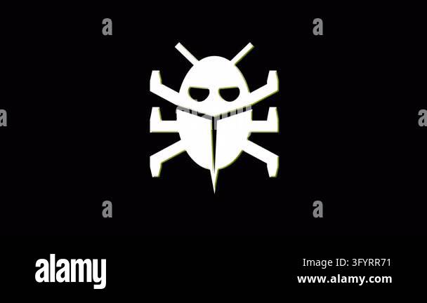 Computer bug cyber attack and security error symbol with glitch noise ...