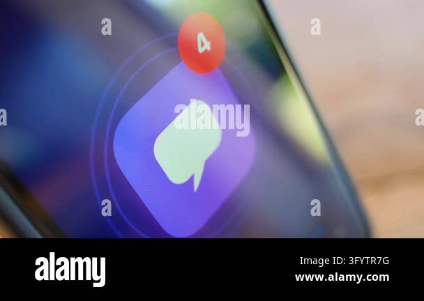 Messenger app icon with unread notification badge on smartphone screen ...