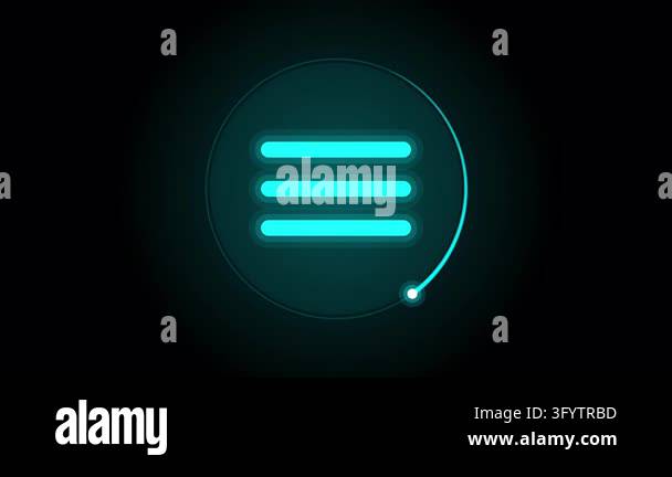 Neon menu open and close animation with glowing cyan lines and magenta ...