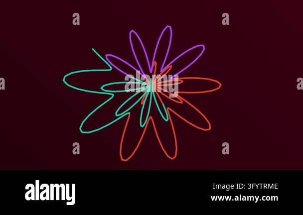 abstract, multi-colored neon floral or spirograph-like pattern with ...
