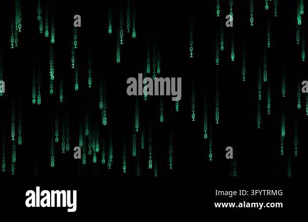 Digital background featuring green binary code streams falling ...