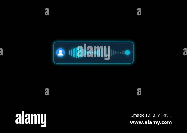 glowing blue audio waveform chat visualization inside a rounded box ...