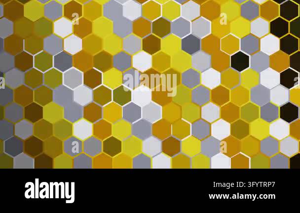 Abstract geometric honeycomb pattern with yellow and grey hexagonal ...