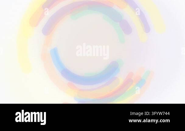 Abstract pastel brush strokes rotating and drawing dynamically on white ...