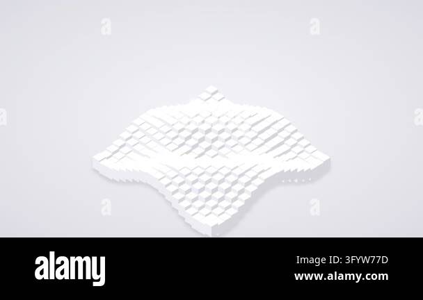 White isometric 3D cubes moving in rhythmic wave patterns on clean ...