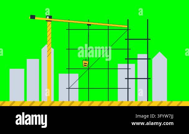 Urban Construction Site Tower Crane and Steel Skyscraper Framework for ...