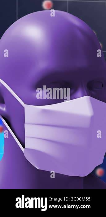 Animation of a digital human head wearing a face mask with giant virus ...