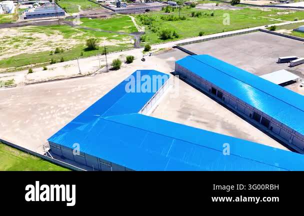 Warehouse Rooflines and Open Industrial Storage Yard Aerial tracking ...
