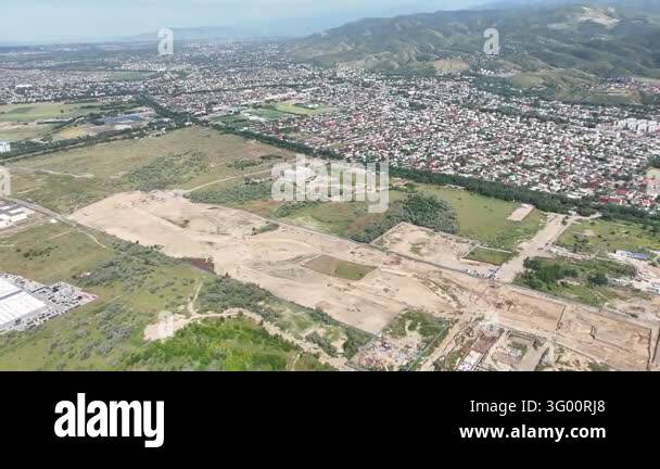 Suburban real estate development near Besagash Almaty Kazakhstan Aerial ...