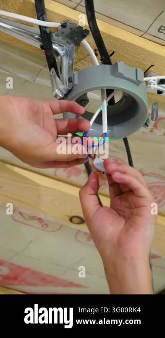 Ceiling Electrical Wiring Installation in Residential Renovation Close ...