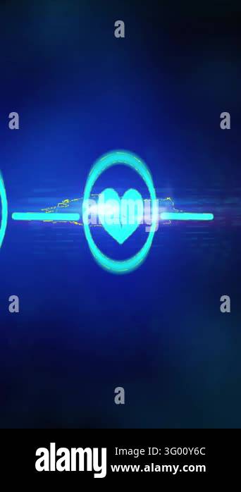 Animation of icons with network of connections and data processing ...
