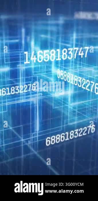 Network Datad Animation of data processing and network of connections on black ...