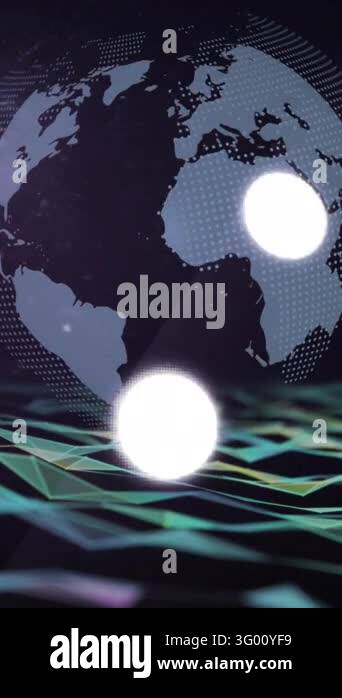 Animation of loading circles icon over globe. global networks, data ...