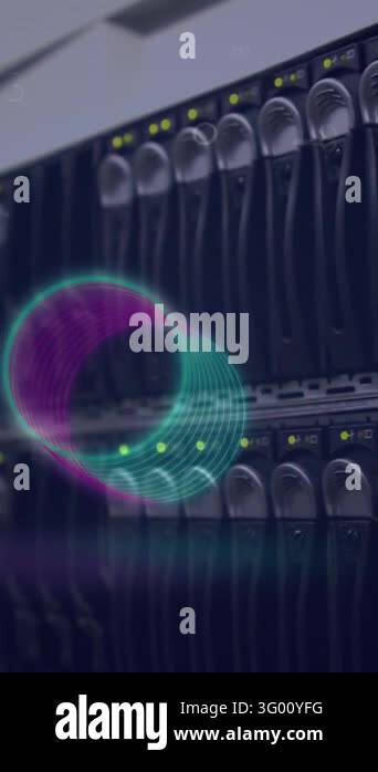 Technological Numbers Animation of illuminated circles, padlock, symbols, numbers, circuit ...