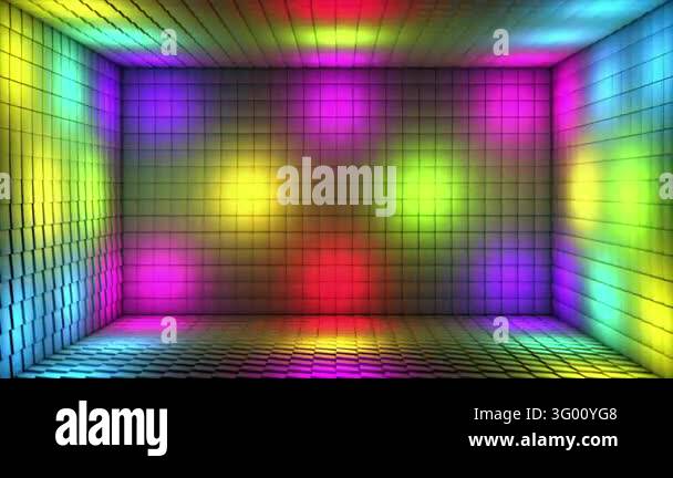 Broadcast Pulsating Switching Hi-Tech Illuminated Cubes Room Stage ...