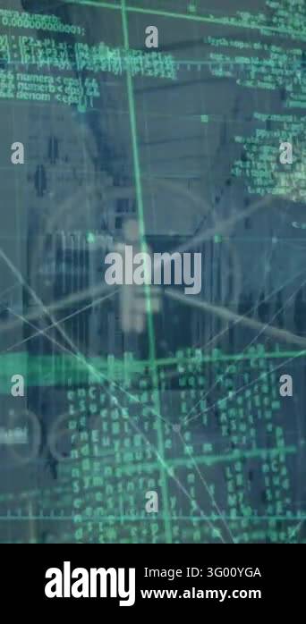 Network Datad Animation of data processing over network of connections. Global ...