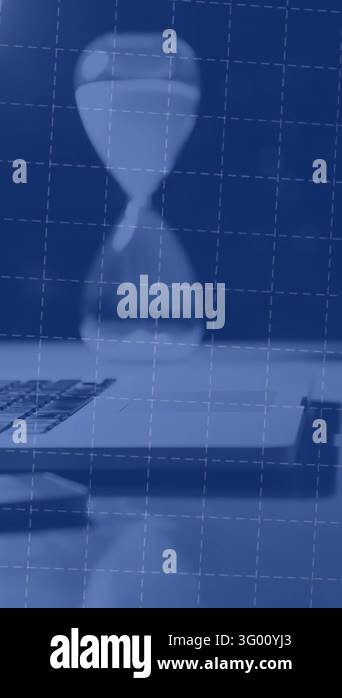 Animation of statistical data processing against laptop, smartphone and ...
