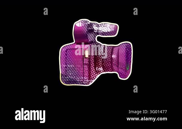Video Camera Papercut Icon Animation with paper texture. Hand-crafted ...