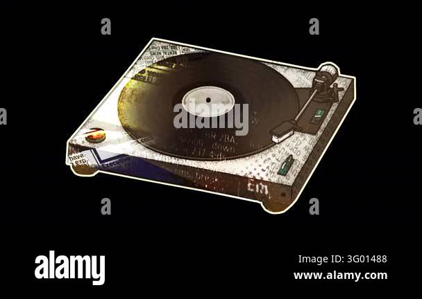 Retro Vinyl Turntable Papercut Icon.papercut animation icon with a ...