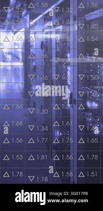 Technological Numbers Animation of country names and numbers with upwards and downward arrows ...