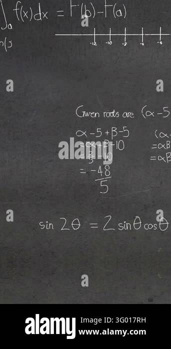 Animation of mathematical equations and formulas floating against ...