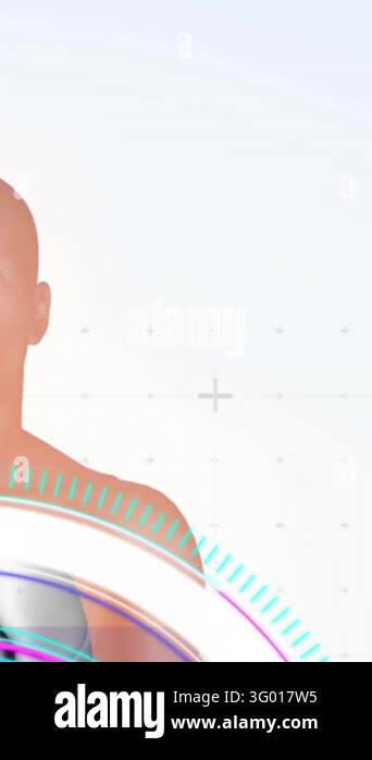 Animation of glitch effect over human body model and round scanner ...