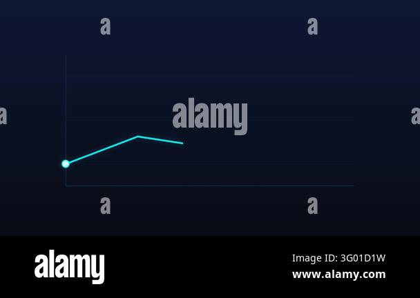 Animated neon line chart with glowing data points drawing an upward ...