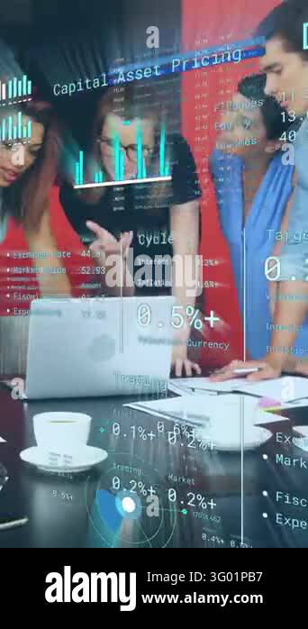 Vertical video: Finance team leaning around laptop, docs, man joining ...