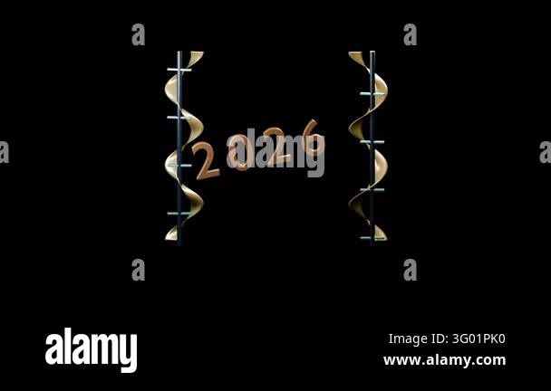 Gpu Vertical Elegant golden typography numbers transitioning from twenty six to ...