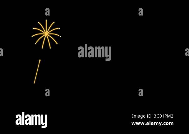 Dynamic digital animation of colorful neon fireworks bursting against a ...