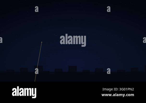 Starryskye A minimalist animated night city skyline featuring a dark blue starry ...