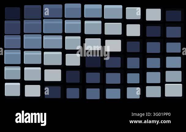 Dynamic motion graphic featuring rows and columns of minimalist blue ...