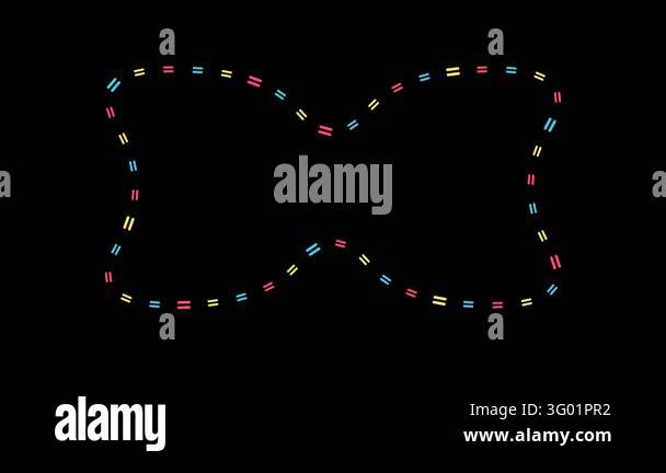 Dynamic motion graphic featuring a continuous looping glowing neon dash ...