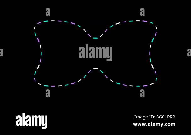 Seamless loop animation featuring a glowing neon dotted shape with ...