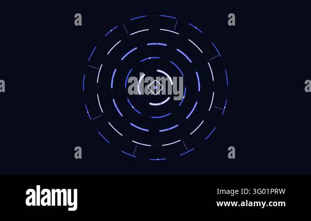 Abstract digital circular loading animation featuring glowing blue and ...