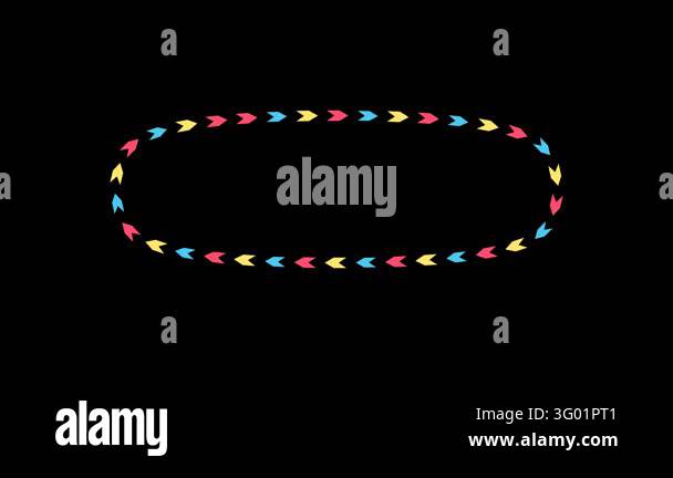 Seamless looping animation of colorful arrow symbols moving in a ...