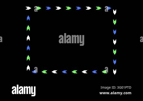 A dynamic motion graphic featuring a rectangular frame composed of ...