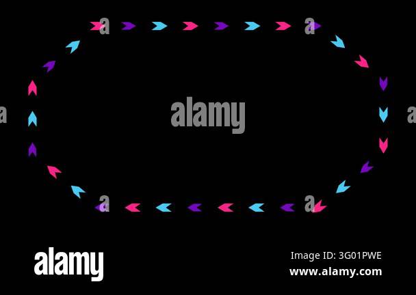 Seamless loop video animation featuring vibrant neon colored arrow ...