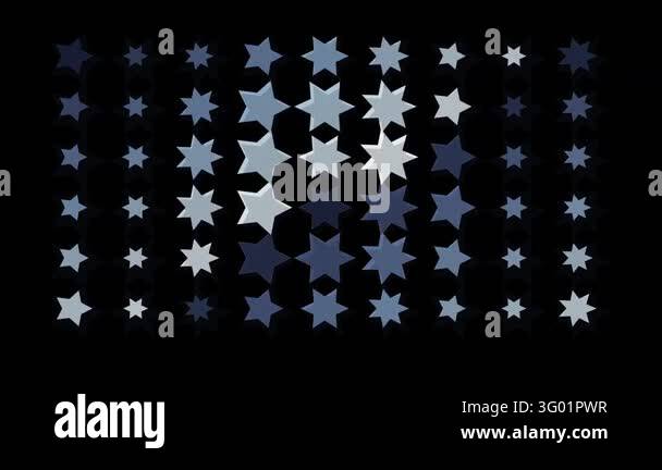 Seamless looping motion graphic featuring rows of blue stars of varying ...