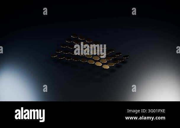 Smooth looping motion graphic featuring a neat grid of glossy gold ...