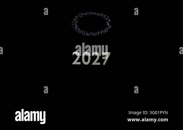 Dynamic new year 2027 celebration animation featuring metallic silver ...