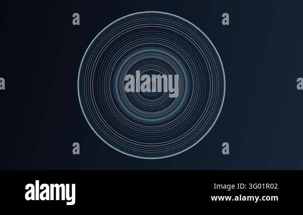 Seamless loop of digital geometric rings expanding outward creating a ...