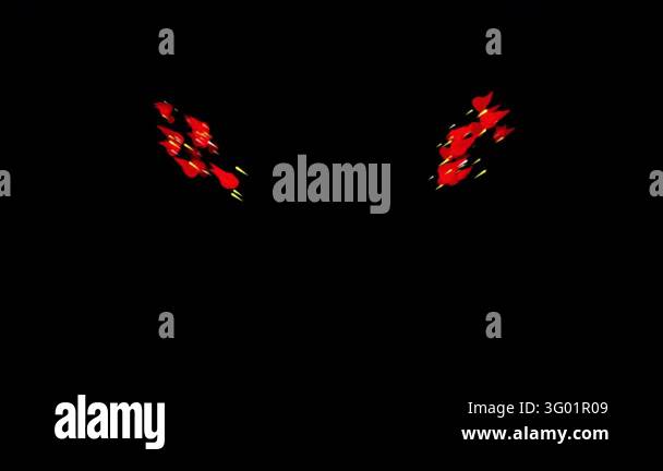 Animated red fire particle effects moving dynamically against a deep ...