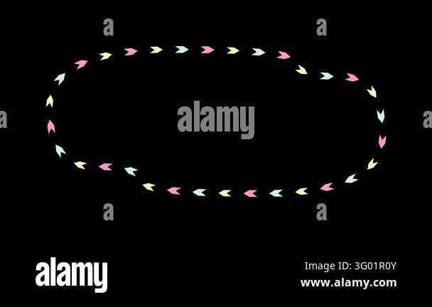 Looping animation of colorful pastel arrows moving in a circular path ...